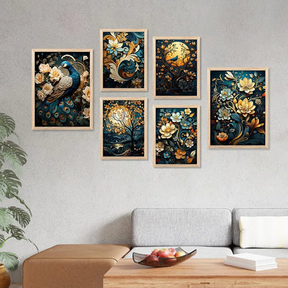 Kotart Paintings Modern Art Wall Decor Framed Paintings KOT70  Set of 6 Multicolor