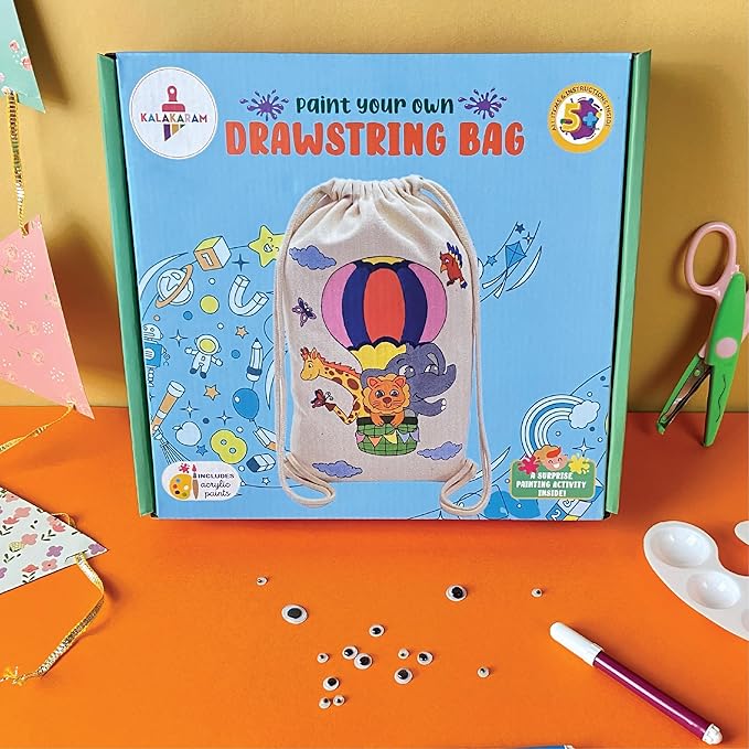 Kalakaram Diy Drawstring Bag Painting Kit | Animal Theme Painting Kit |  Diy Painting Kit for Kids