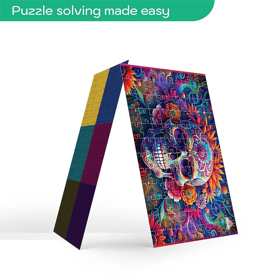 Playhills 108 pcs Abstract Puzzle Day of The Dead, Mexican Festival| Wooden Jigsaw Puzzle for Children and Adults 8+ Years| Perfect for Party Fun Family Activity Games