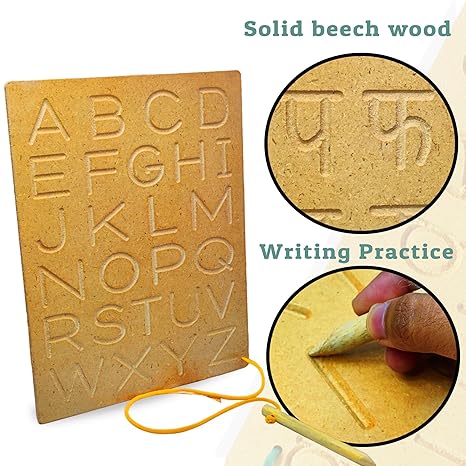 FunBlast Writing Practice Tracing Wooden Boards for Kids Set of 5 Includes Small & Capitals