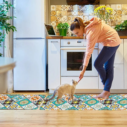 Ishro Home Kitchen Mats For Floor Anti Slip Waterproof Set Of 2 Pcs Colour Vintage Retro