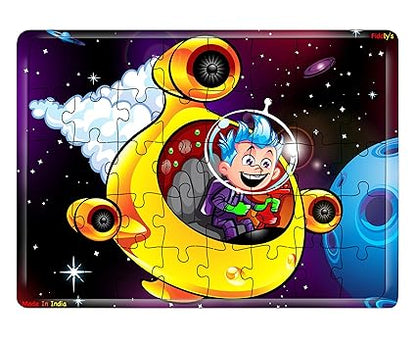 Fiddlys 40 Pcs Paperless Wooden Jigsaw Puzzle for Boys & Girls Learning Educational Toy for 4 Years and Above | Space Hero & Astronaut
