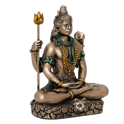 Ecraftindia Meditating Lord Shiva Cold Cast Bronze Resin Decorative Figurine
