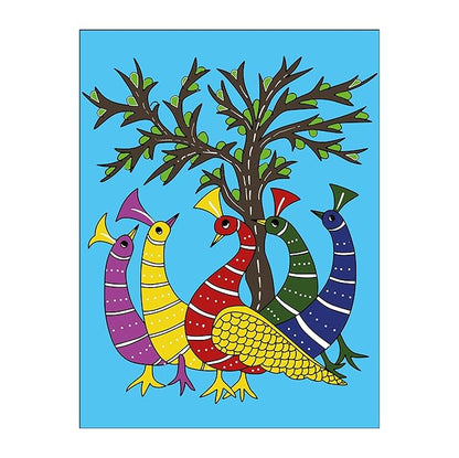 Hobby India Self Painting Beautiful Peacock Canvas | Pre-designed Canvas Board