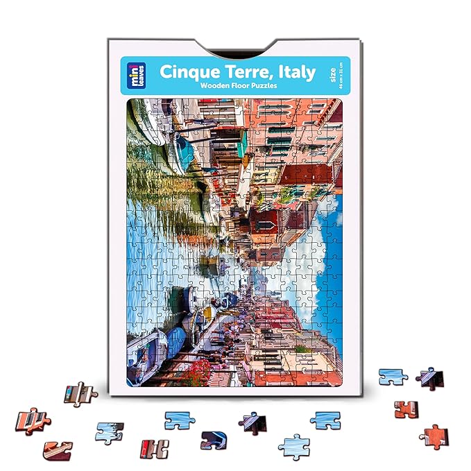 Mini Leaves 252 Piece Wooden Puzzle for Kids & Adults | Clinque Terre, Italy Jigsaw Puzzle | Fun & Challenging | Educational Games & Puzzles