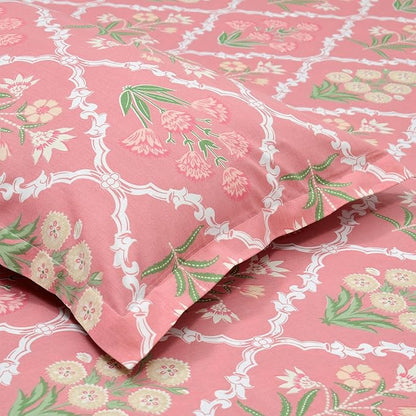 Haus & Kinder Cotton Queen Size Bedsheet For Double Bed (90 X 100 Inches) With 2 Pillow Covers | 186 Tc |ecos Of Pink City