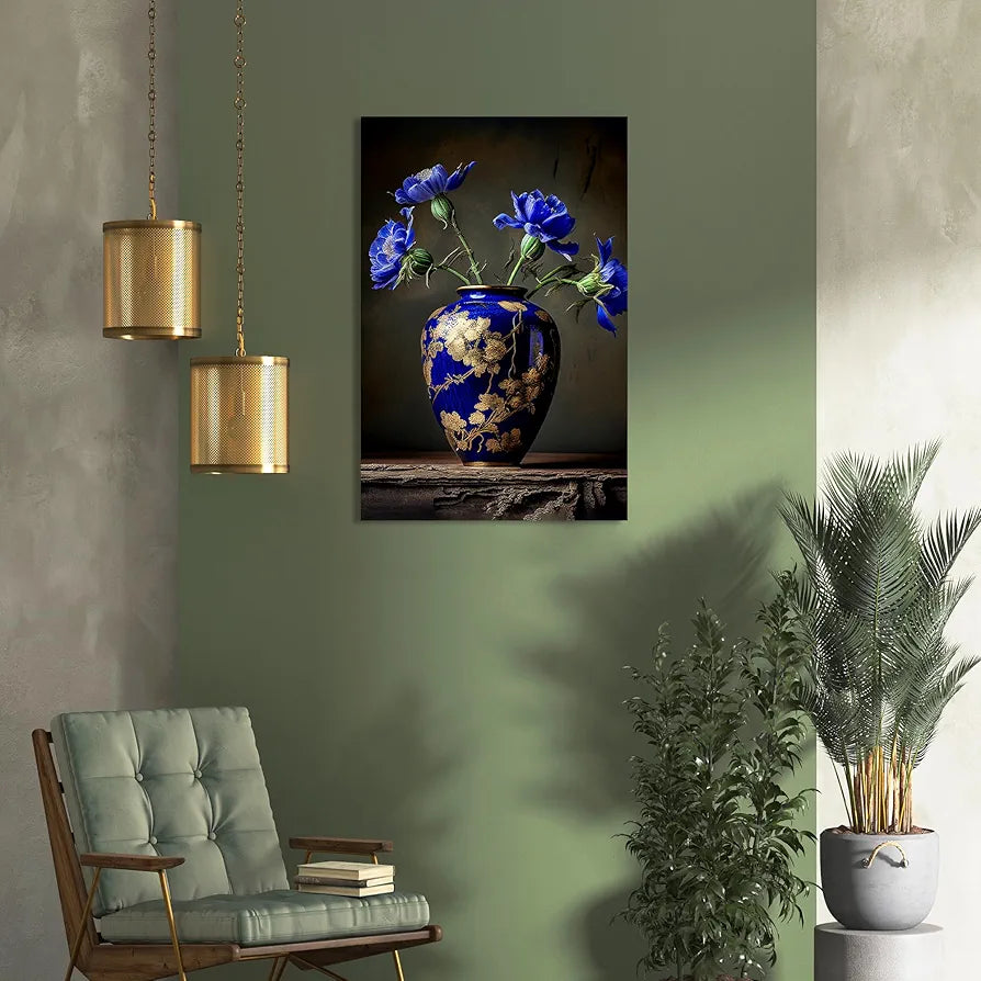 Kotart Blue Floral Modern Art Canvas Paintings for Bedroom Room Living Room Abstract Canvas Painting Style01