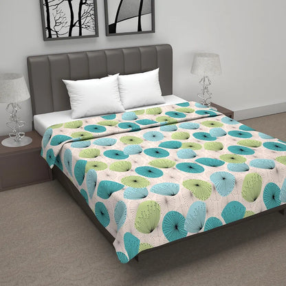 Divine Casa Floret 100% Cotton Double Dohar 120 GSM Soft & Lightweight Throw Blanket Colour Aqua