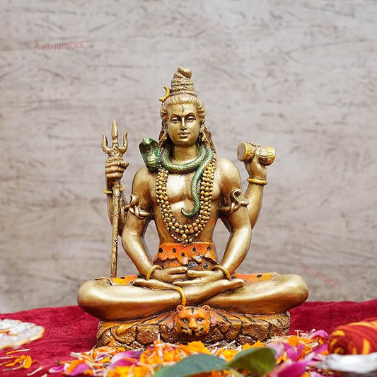 Tied Ribbons Lord Shiva Statue Blessing Idol Sculpture Murti Showpiece for Home Decor