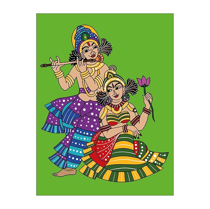 Hobby India Self Painting Beautiful Radha & Krishna Canvas | Pre-designed Canvas Board for Best Gift Adults & Artist