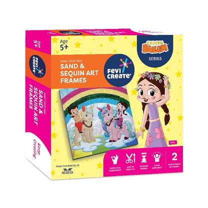Fevicreate Chhota Bheem Chhutki Sand Sequin Kit | All-in-one Paper Frame Kit | Make 2 picture frames | Birthday Gift | Screen-Free Learning | by Fevicol | Best Gift for Boys & Girls 5+ years