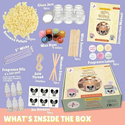 Kalakaram Diy Aroma Beeswax Candle Making Kit | Craft 6 Exquisite Aroma Beeswax Candles | Activity Kit for Kids