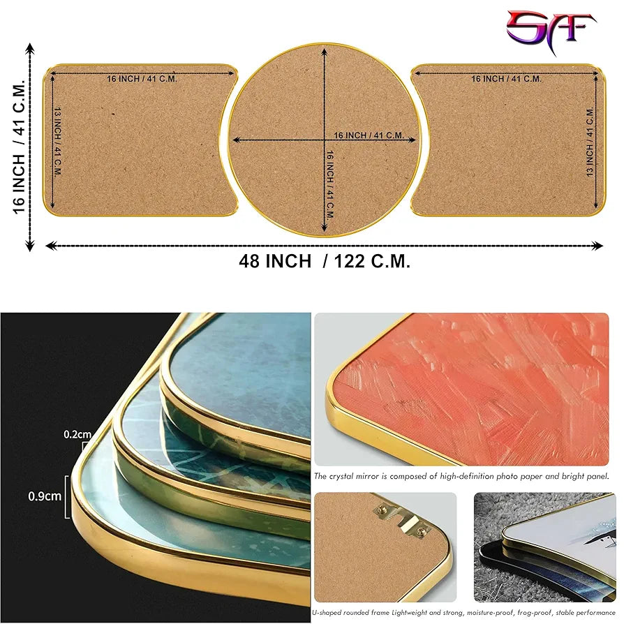 Livin'luxe Paintings Khatushyam Ji Religious Modern Art Premium Sparkle Lamination Finished Surface Golden Slim Frame RP-51