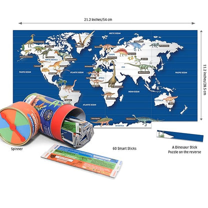 Chalk and Chuckles Smart Sticks Dinosaurs Trivia Game From Super Fun Family World Map Puzzle | Educational Game