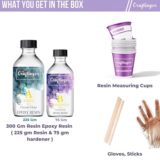 Craftinger Cryastal Clear All in One Epoxy Resin 3:1 Mixing Ratio for Resin Art | 600 Gms