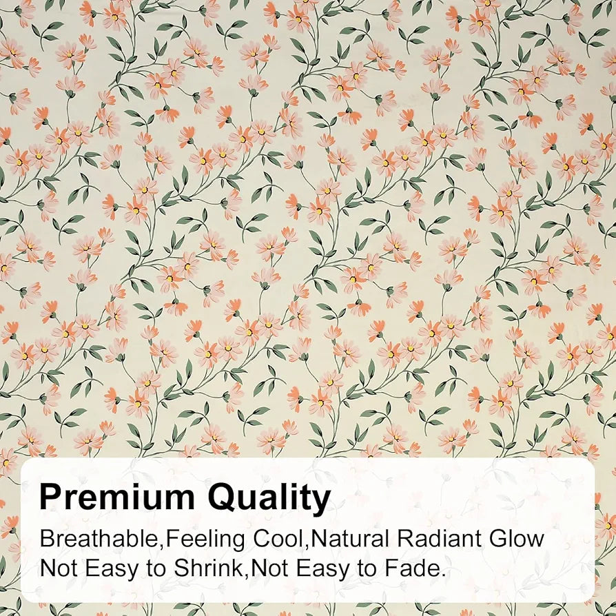 Fresh From Loom King Size Microfiber Floral Print Bedsheet 240 TC Includes 2 Pillow Covers Barely-Peach