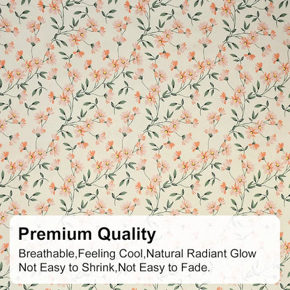 Fresh From Loom King Size Microfiber Floral Print Bedsheet 240 TC Includes 2 Pillow Covers Barely-Peach