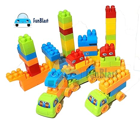 FunBlast Building Blocks for Kids with Wheel 94 Pcs Bag Packing Best Gift Toy Block Game