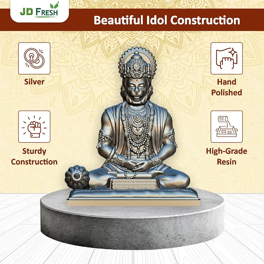 Jd Fresh 4.5 Inch Bajrangbali Statue with Gada - silver