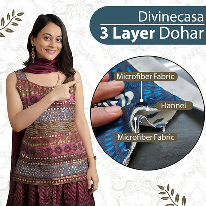 Divine Casa 120 GSM Super Soft Brushed Microfiber Lightweight Jaipuri Print Rajai Single Bed Reversible AC Blankets for Winter TC - 120 Colour Lead Gray