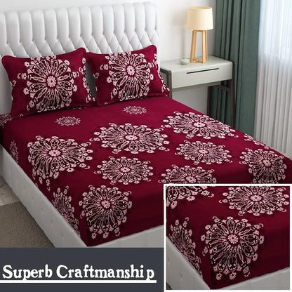 Fresh From Loom Floral King Size Microfiber Bedsheet Set Printed Hypoallergenic Wrinkle Free with 2 Pillow Covers 144 TC Wine