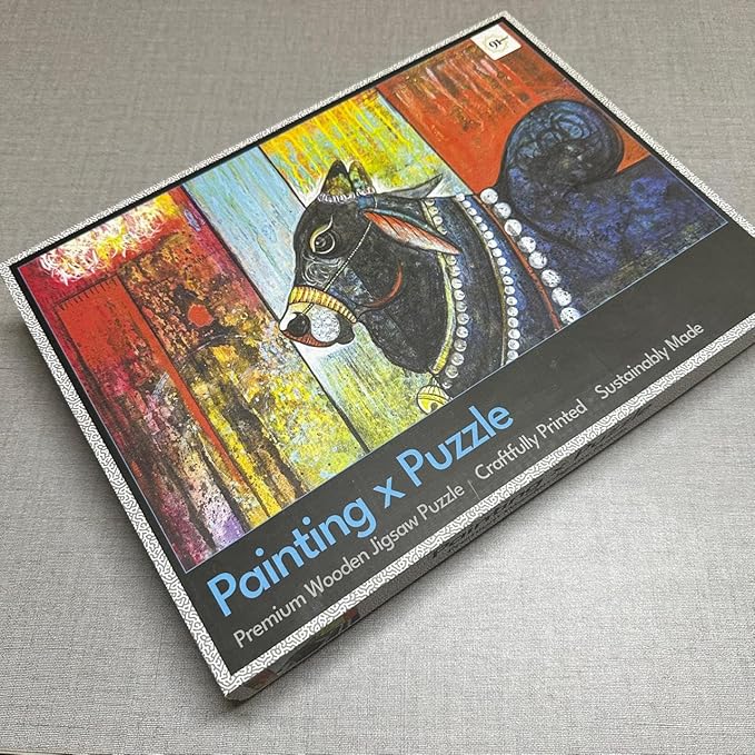 91Knots Mystical Bull Nandi 500 Pieces Premium Wooden Jigsaw Puzzle for Adults and Kids 12+ Years | Indian Artwork Puzzle with Unique Cuts