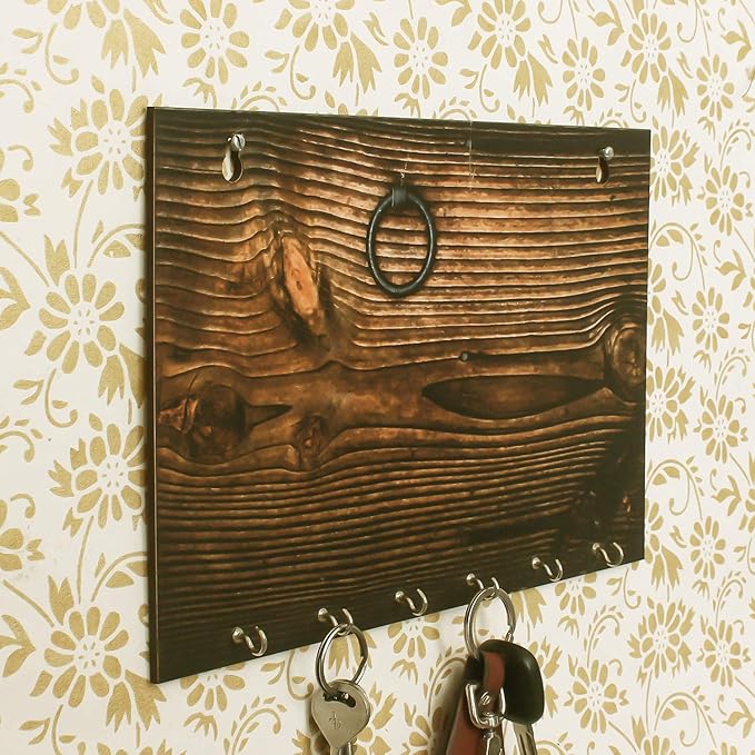 Ecraftindia Abstract Theme Wooden Key Holder With 6 Hooks