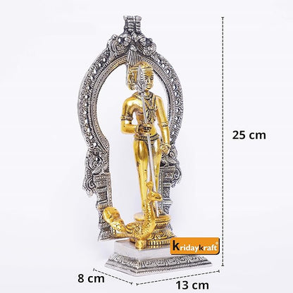 KridayKraft Metal Murugan Swami Kartikeya Statue Standing with Peacock Subramanyam Murti