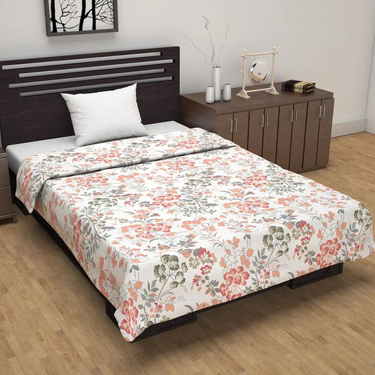 Divine Casa Floret 100% Cotton Single Dohar 120 GSM Soft & Lightweight Throw Blanket Colour Floral Blush