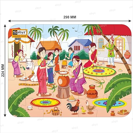 Abyz Wooden Jigsaw Puzzles For Kids Pongal Jigsaw Puzzle For Kids Of Age 4-6 Years 35 Pcs Puzzle