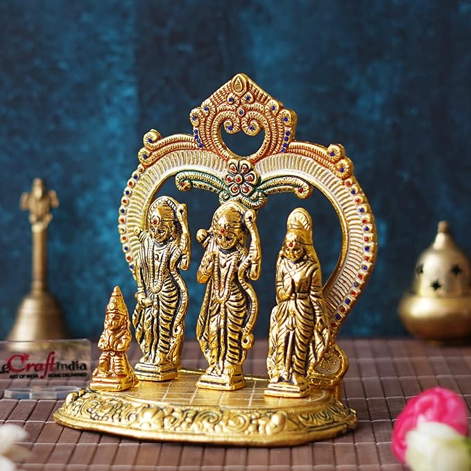 Ecraftindia Ram Darbar Murti, Lord Rama, Sita, Laxman, Hanuman Idol, God Statue for Home, Office, Temple
