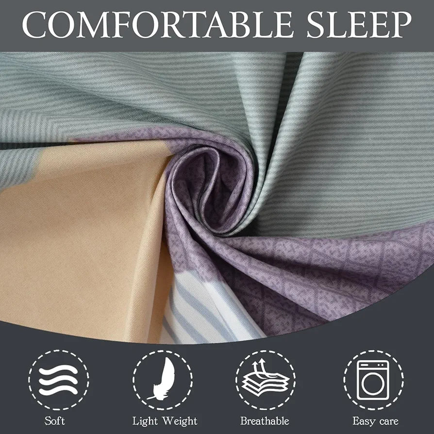 Fresh From Loom Microfiber King Size Bedsheet for Double Bed Floral Design Bed Spread with 2 Pillow Covers 144 TC Blue Grey