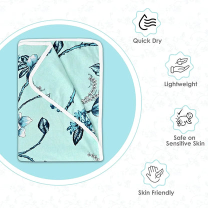 Divine Casa Floret 100% Cotton Single Kids Dohar 120 GSM Soft & Lightweight Throw Blanket Colour Winter Fern