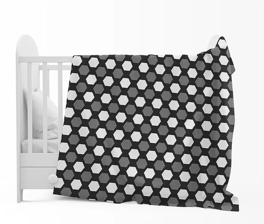 Divine Casa 120 GSM Microfiber Single Kids Dohar Soft & Lightweight Throw Blanket Hexagonal Pattern Colour Silver Grey