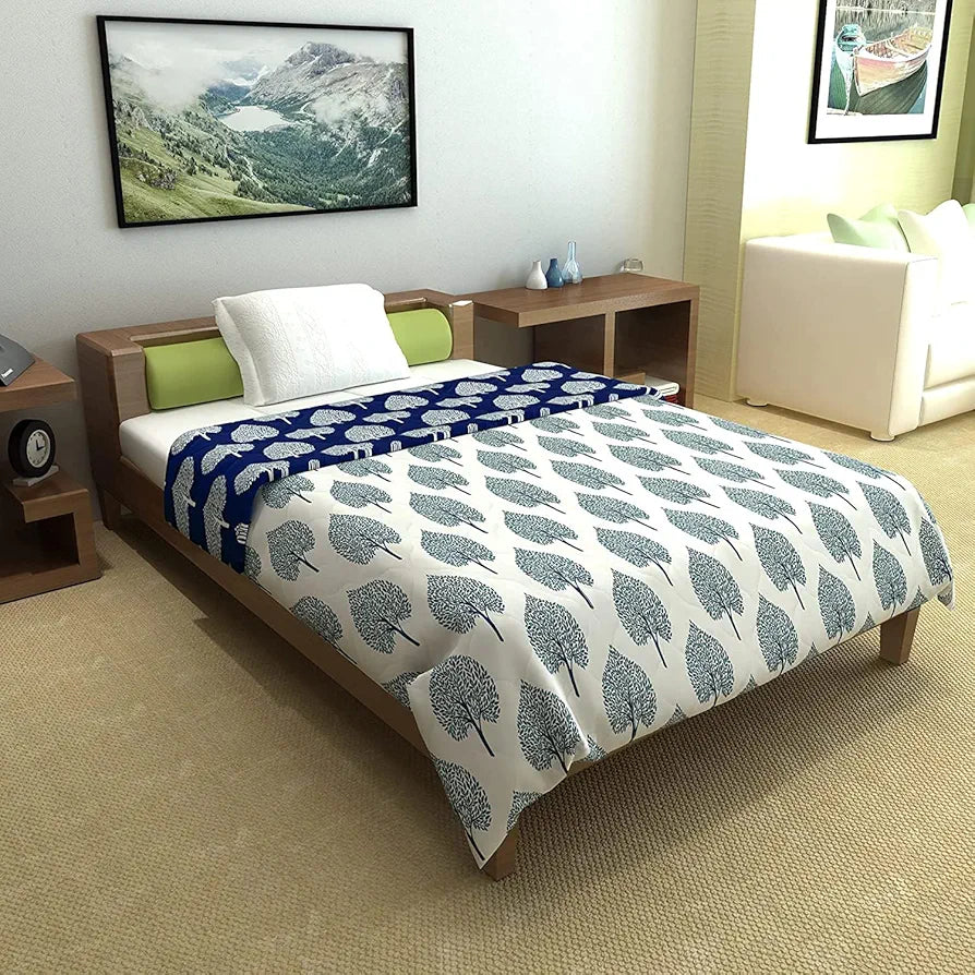 Divine Casa 120 GSM Super Soft Microfiber Geometric Winter Single Bed Size Comforter/Duvet/AC Blanket/Quilt Colour Blue TC - 120
