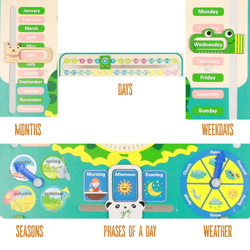 Trinkets & More Calendar Educational Clock Toy For Kids Learning 