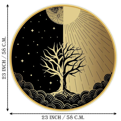 Livin'luxe Paintings Abstract Tree Modern Art Premium Sparkle Lamination Golden GR-23