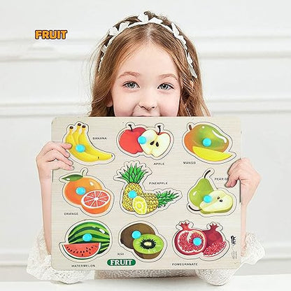 Highroof Fruit Wooden Puzzle Toys For Kids 3 + Jigsaw Puzzles For Adults Baby Learning Toys