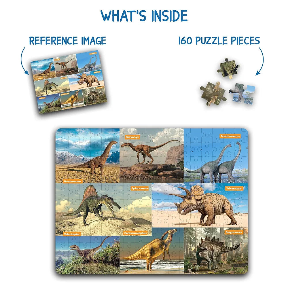 Popcorn 160 Piece Puzzles for Kids | Dinosaur Jigsaw Puzzle Game for 7+ Years Old Children | Improve Kid Knowledge and Concertation