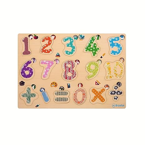 Zudo Wooden Montessori Educational Pre-School Puzzle Board Toy for Boys and Girl Wooden Numbers