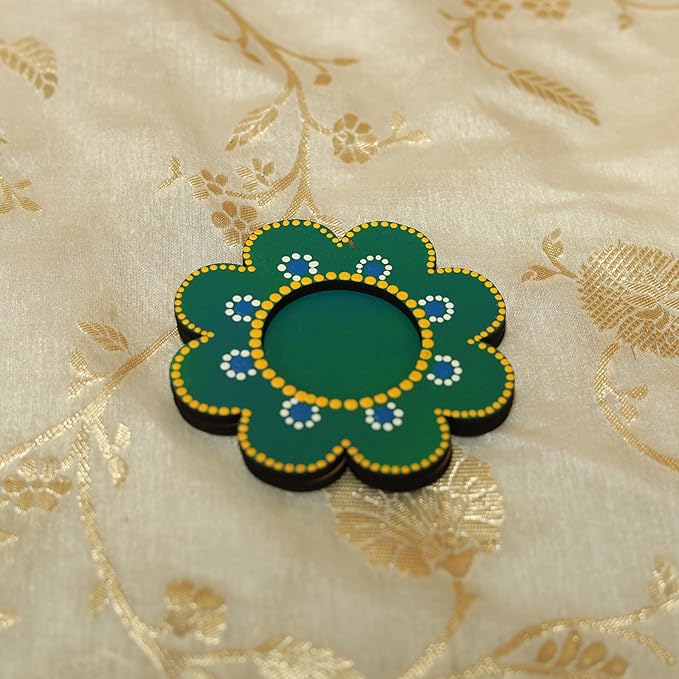 Hobby India 10 Pieces Mdf Wooden Flower Tealight Candle Holder for Home and Office Decoration