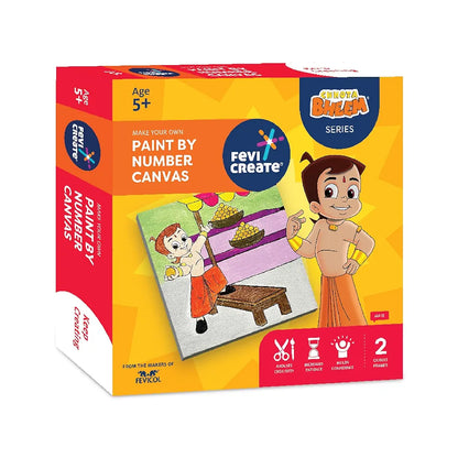 Fevicreate Chhota Bheem Chhutki Paint by Numbers Kit | With 2 printed canvas for painting | All in one DIY Kit | Birthday Gift | Screen-Free Learning | By Fevicol | Best Gift for Boys & Girls 5+ years