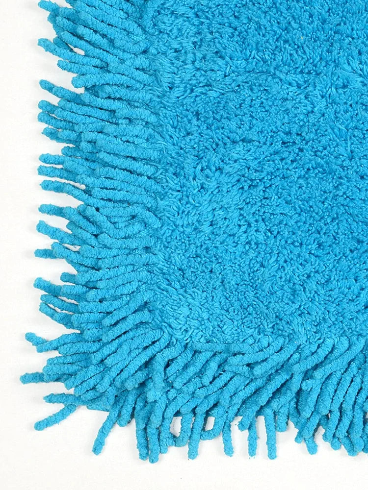 Saral Home Cotton Turquoise Shaggy Mat