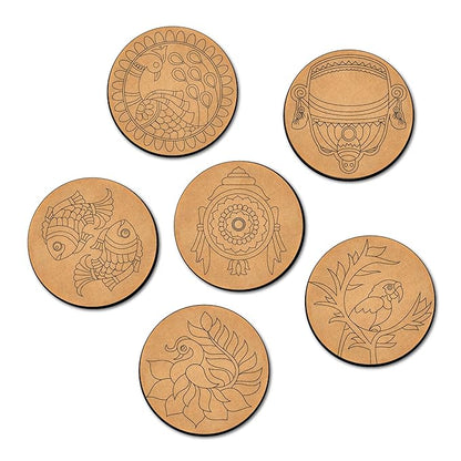 Mini Leaves Wooden Mandala Artistic Painting Kit Tea Coasters Art and Craft Kit for Girls Boys 9-12 Years Coaster DIY Kit Set