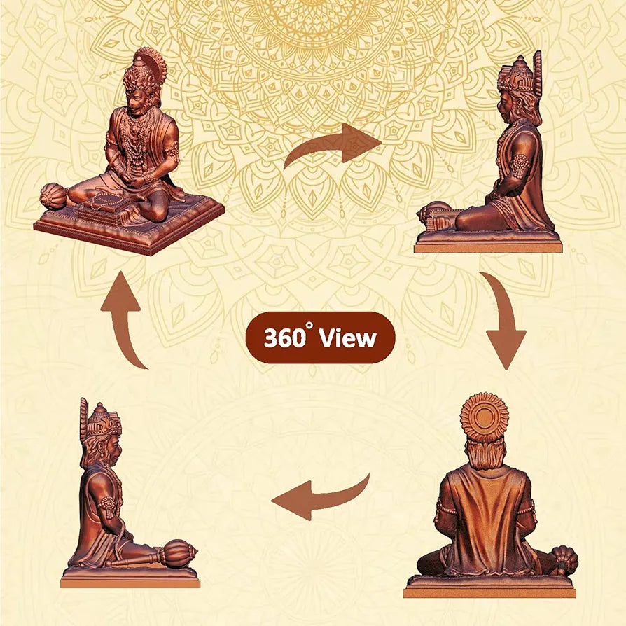Jd Fresh 4.5 Inch Bajrangbali Statue with Gada - Copper