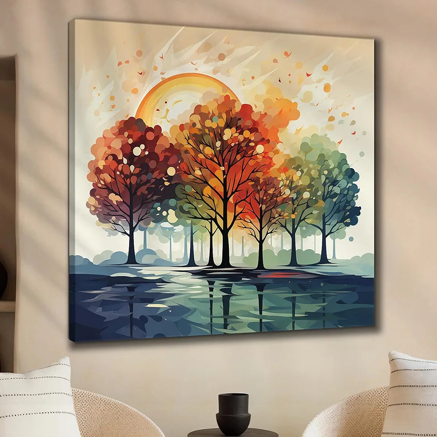 Livin'luxe Paintings Colorful Trees Modern Art Canvas Home Decor Wall Paintings With Frame Paintingh CRJ