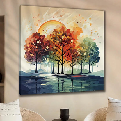 Livin'luxe Paintings Colorful Trees Modern Art Canvas Home Decor Wall Paintings With Frame Paintingh CRJ