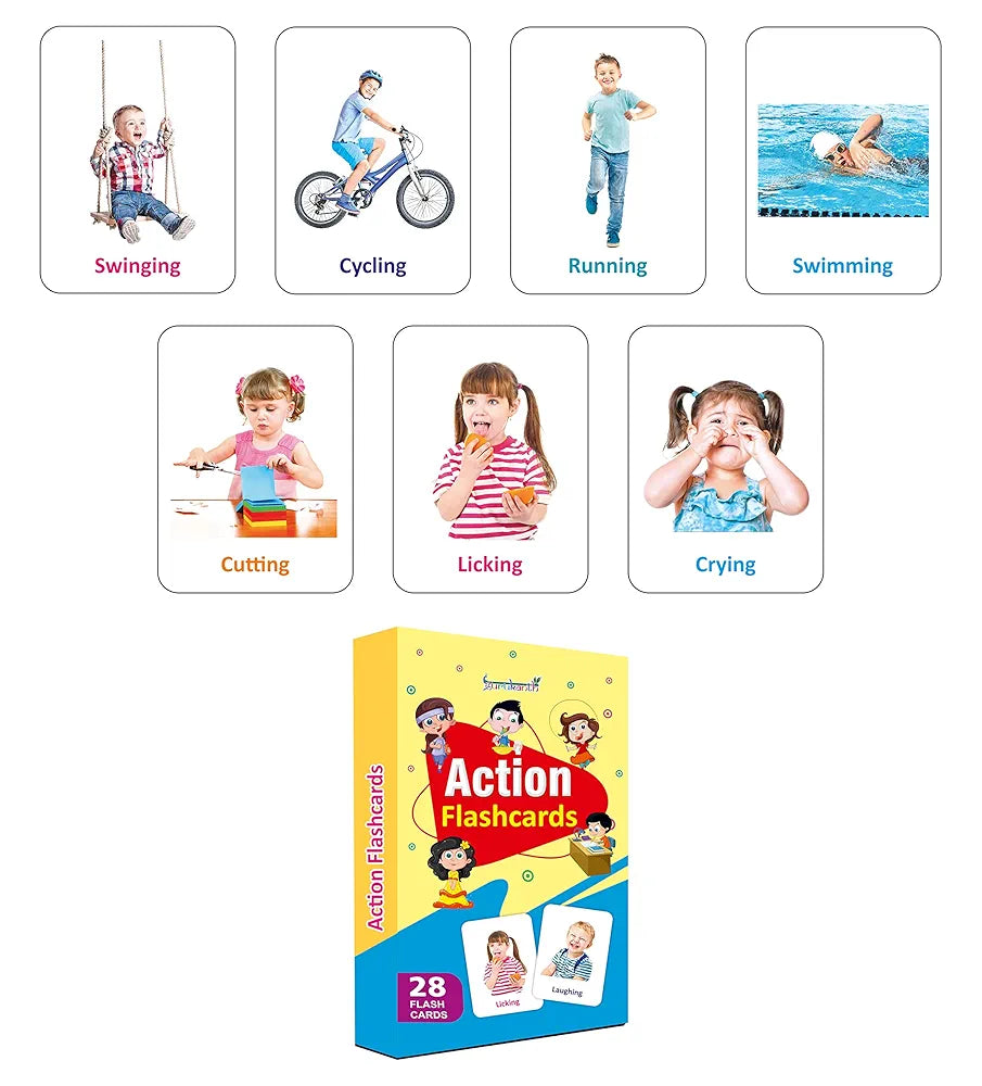 Gurukanth® Premium Action Flash Cards for Kids Early Learning | Easy & Fun Way of Learning 1 Year to 6 Years Babies Smart Toys