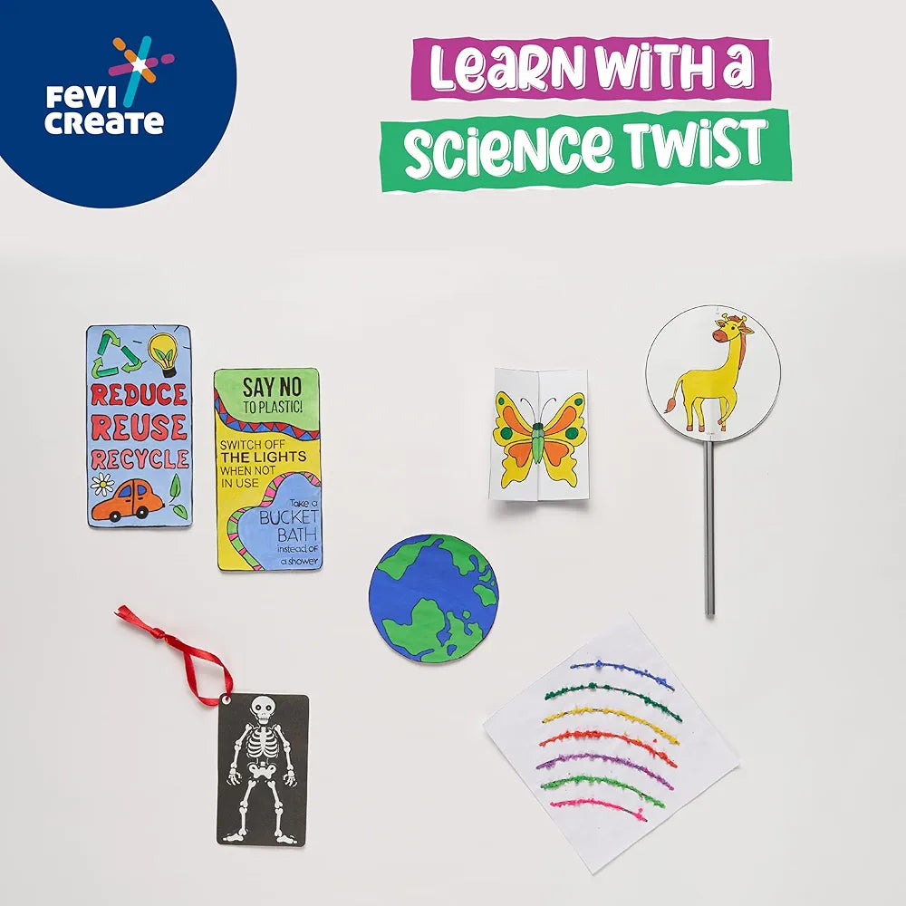 Fevicreate Artastic Science Craft Kit | Project Book with 12 Educational Activities, Colours, Craft Supplies | Fun way to boost child's learning | By Fevicol | Return Gift for Kids Age 8+ years