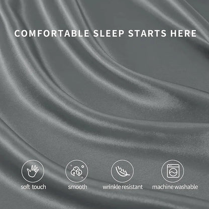 Cloth Fusion Satin Bedsheet for King Size Bed Set of 1 & 2 Pillow Covers H603 115 TC Silver Colour